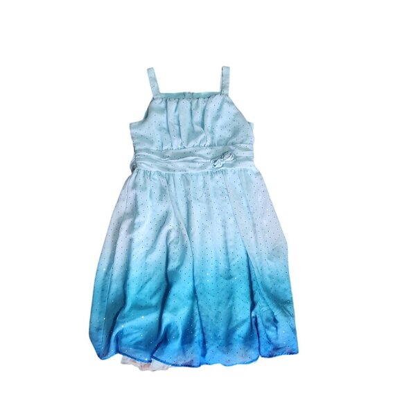 DISORDERLY CONDUCT Blue Ombre Sequin Sleeveless Zip Back Dress Girl's Size 16 - Picture 1 of 6